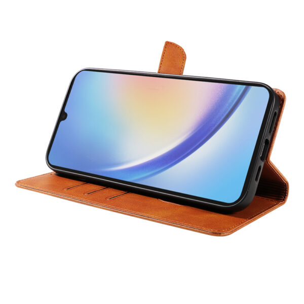 Samsung Galaxy A34 5G leren telefoonhoesje bookcase met pasjeshouder en magnetisch lipje (3) bruin