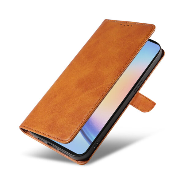 Samsung Galaxy A34 5G leren telefoonhoesje bookcase met pasjeshouder en magnetisch lipje (4) bruin