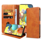 Samsung Galaxy A51 5G leren telefoonhoesje bookcase met pasjeshouder en magnetisch lipje (1) bruin