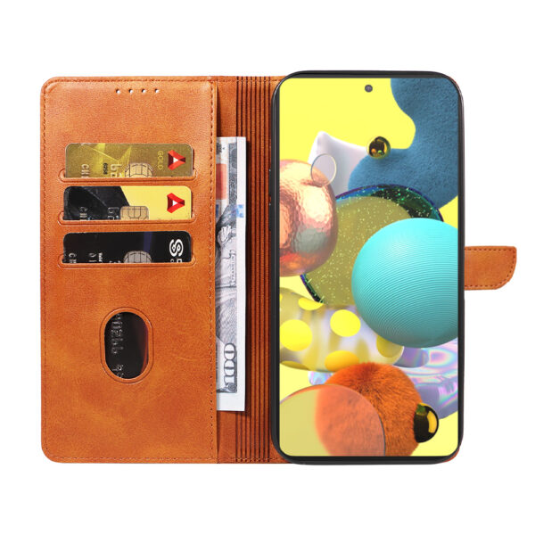 Samsung Galaxy A51 5G leren telefoonhoesje bookcase met pasjeshouder en magnetisch lipje (2) bruin