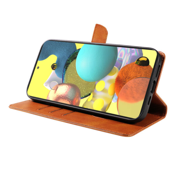 Samsung Galaxy A51 5G leren telefoonhoesje bookcase met pasjeshouder en magnetisch lipje (3) bruin