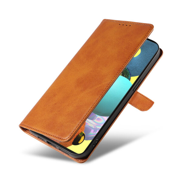 Samsung Galaxy A51 5G leren telefoonhoesje bookcase met pasjeshouder en magnetisch lipje (4) bruin