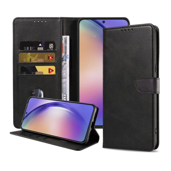 Samsung Galaxy A54 5G leren telefoonhoesje bookcase met pasjeshouder en magnetisch lipje (1)
