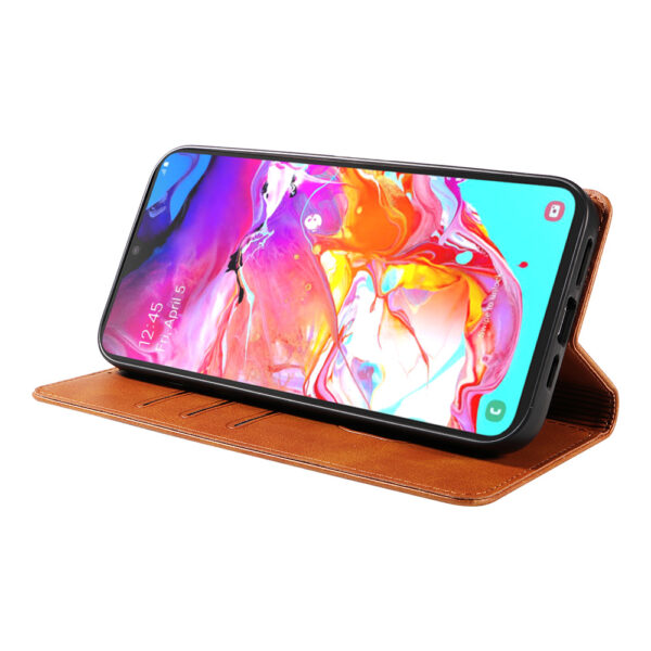 Samsung Galaxy A70s leren telefoonhoesje bookcase met pasjeshouder en magnetische sluiting (3) bruin