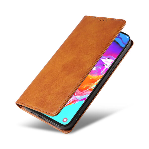 Samsung Galaxy A70s leren telefoonhoesje bookcase met pasjeshouder en magnetische sluiting (4) bruin