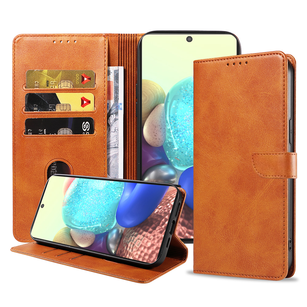 Samsung Galaxy A71 5G leren telefoonhoesje bookcase met pasjeshouder en magnetisch lipje (1) bruin