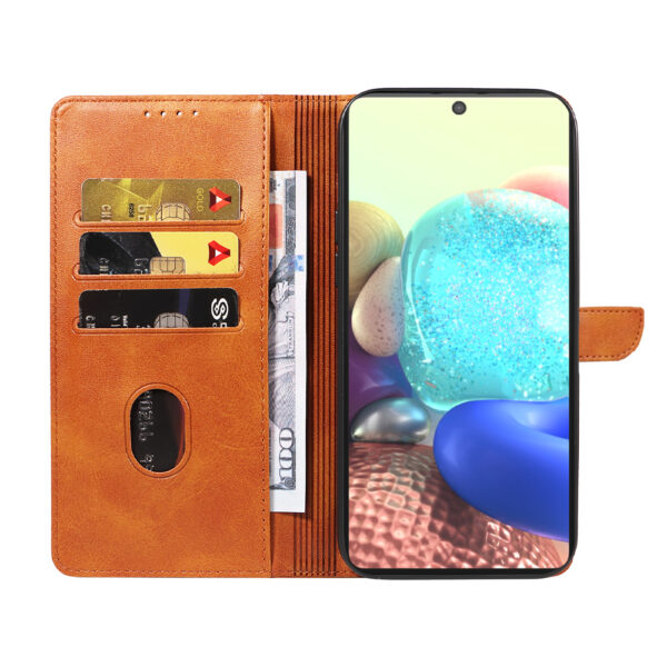 Samsung Galaxy A71 5G leren telefoonhoesje bookcase met pasjeshouder en magnetisch lipje (2) bruin