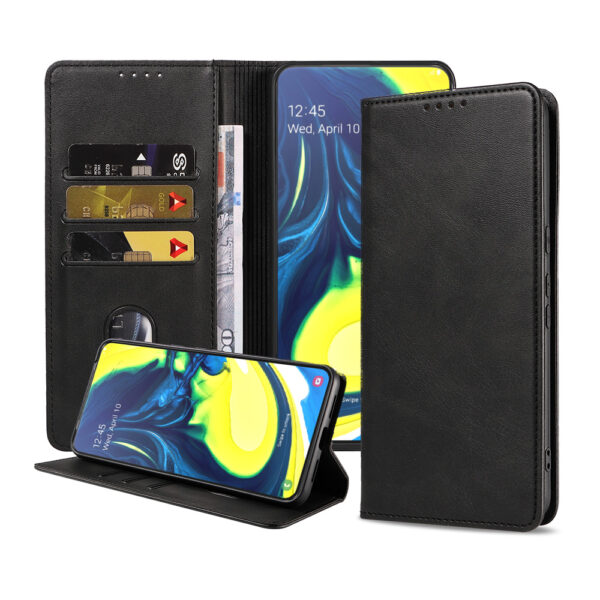 Samsung Galaxy A80 leren telefoonhoesje bookcase met pasjeshouder en magnetische sluiting (1)