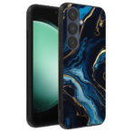 Samsung Galaxy S23 FE telefoonhoesje met blauw goud marmer opdruk (1)