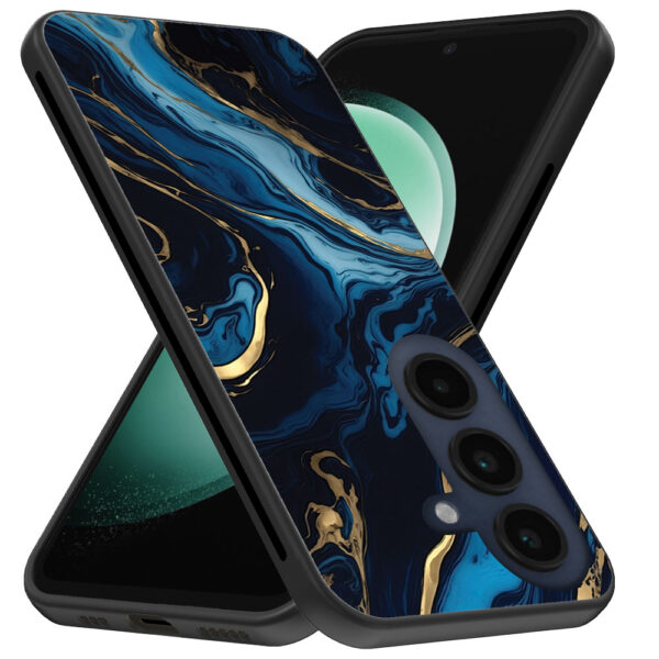 Samsung Galaxy S23 FE telefoonhoesje met blauw goud marmer opdruk (3)