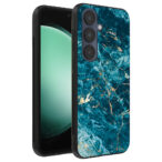 Samsung Galaxy S23 FE telefoonhoesje met blauw marmer opdruk (1)