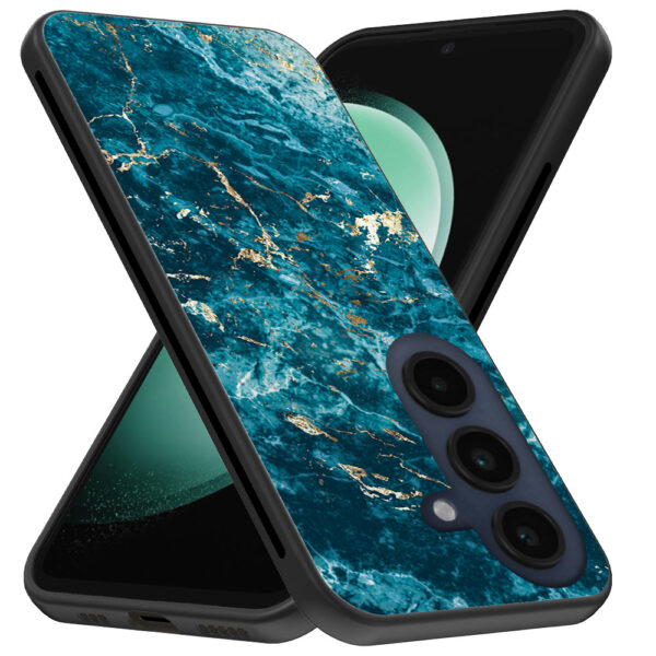 Samsung Galaxy S23 FE telefoonhoesje met blauw marmer opdruk (3)