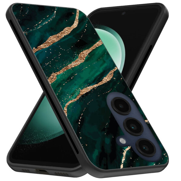 Samsung Galaxy S23 FE telefoonhoesje met groen goud marmer opdruk (3)