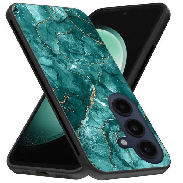 Samsung Galaxy S23 FE telefoonhoesje met groen marmer opdruk (3)