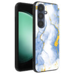 Samsung Galaxy S23 FE telefoonhoesje met lichtblauw goud marmer opdruk (1)