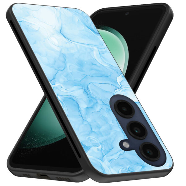 Samsung Galaxy S23 FE telefoonhoesje met lichtblauw marmer opdruk (3)