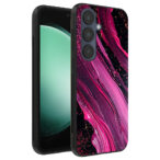 Samsung Galaxy S23 FE telefoonhoesje met paars roze marmer opdruk (1)