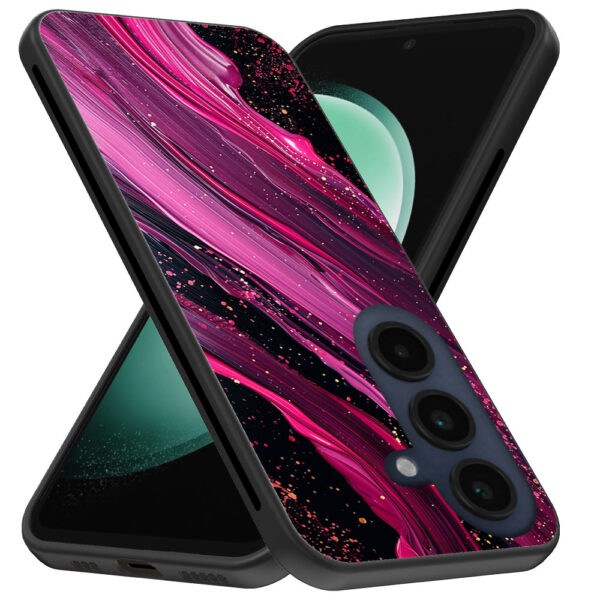 Samsung Galaxy S23 FE telefoonhoesje met paars roze marmer opdruk (3)