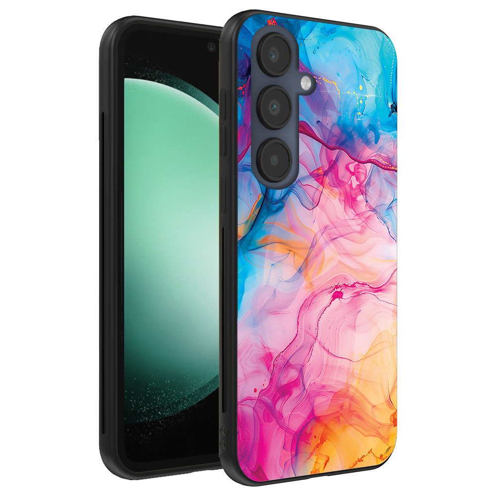 Samsung Galaxy S23 FE telefoonhoesje met regenboog acryl marmer opdruk (1)
