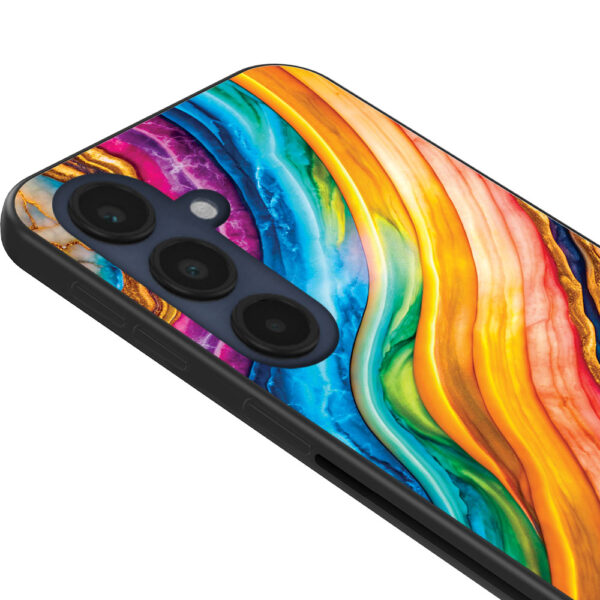 Samsung Galaxy S23 FE telefoonhoesje met regenboog goud marmer opdruk (2)