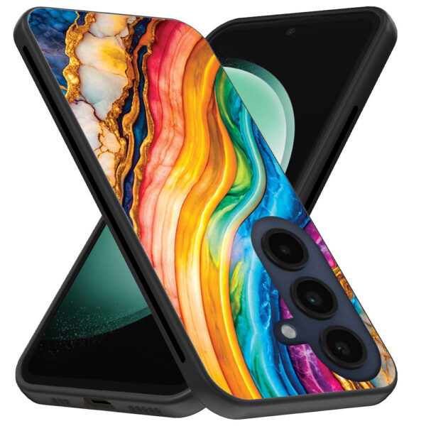 Samsung Galaxy S23 FE telefoonhoesje met regenboog goud marmer opdruk (3)