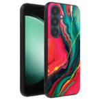 Samsung Galaxy S23 FE telefoonhoesje met rood groen marmer opdruk (1)