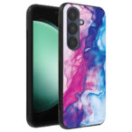 Samsung Galaxy S23 FE telefoonhoesje met roze blauw marmer opdruk (1)