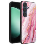 Samsung Galaxy S23 FE telefoonhoesje met roze marmer opdruk (1)