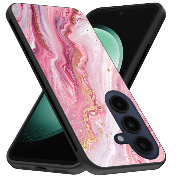 Samsung Galaxy S23 FE telefoonhoesje met roze marmer opdruk (3)