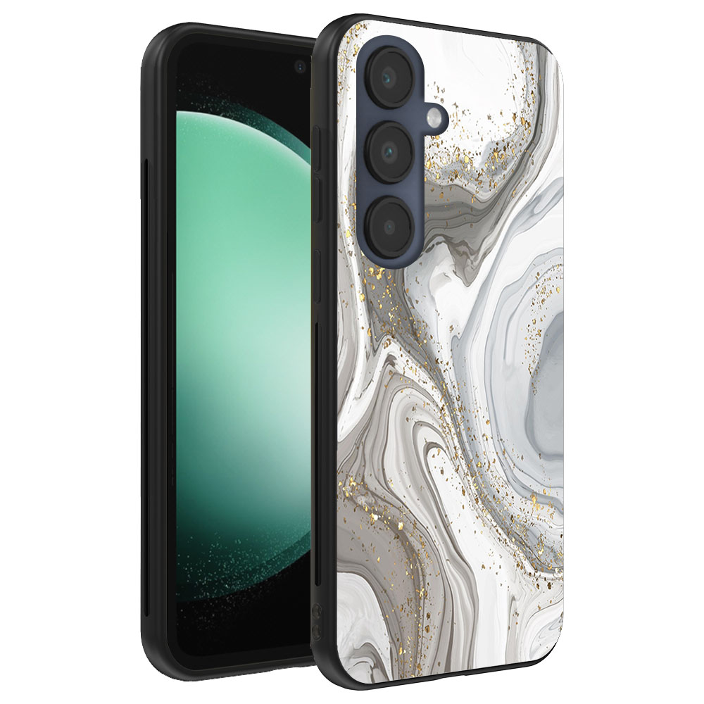 Samsung Galaxy S23 FE telefoonhoesje met zilver marmer opdruk (1)