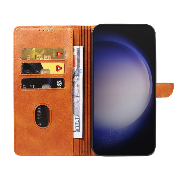 Samsung Galaxy S23 Plus leren telefoonhoesje bookcase met pasjeshouder en magnetisch lipje (2) bruin
