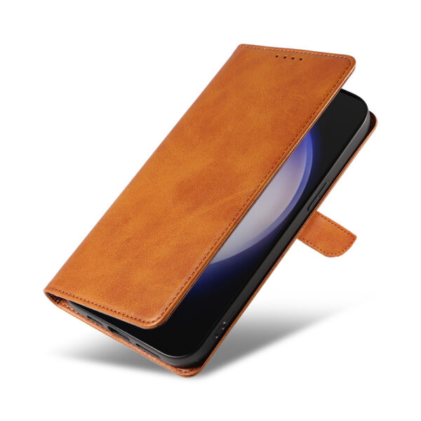 Samsung Galaxy S23 Plus leren telefoonhoesje bookcase met pasjeshouder en magnetisch lipje (4) bruin
