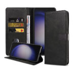 Samsung Galaxy S23 Plus leren telefoonhoesje bookcase met pasjeshouder en magnetische lipje (1) zwart