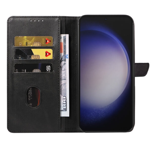 Samsung Galaxy S23 Plus leren telefoonhoesje bookcase met pasjeshouder en magnetische lipje (2) zwart