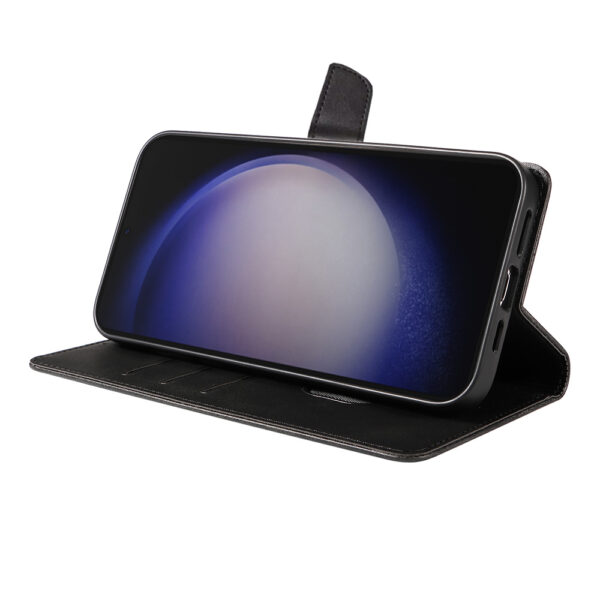 Samsung Galaxy S23 Plus leren telefoonhoesje bookcase met pasjeshouder en magnetische lipje (3) zwart