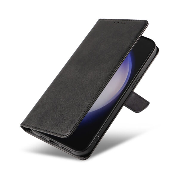 Samsung Galaxy S23 Plus leren telefoonhoesje bookcase met pasjeshouder en magnetische lipje (4) zwart