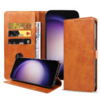 Samsung Galaxy S23 Ultra leren telefoonhoesje bookcase met pasjeshouder en magnetisch lipje (1) bruin