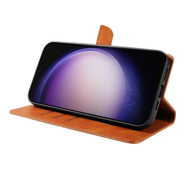 Samsung Galaxy S23 Ultra leren telefoonhoesje bookcase met pasjeshouder en magnetisch lipje (3) bruin