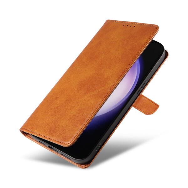 Samsung Galaxy S23 Ultra leren telefoonhoesje bookcase met pasjeshouder en magnetisch lipje (4) bruin