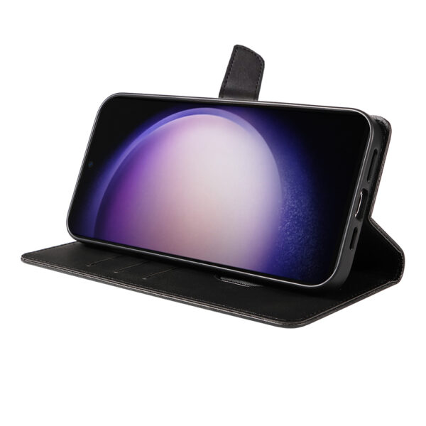 Samsung Galaxy S23 Ultra leren telefoonhoesje bookcase met pasjeshouder en magnetische lipje (3) zwart