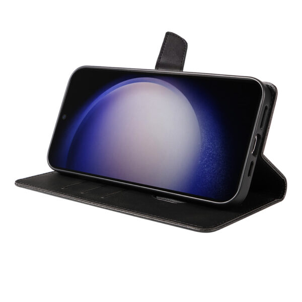 Samsung Galaxy S23 leren telefoonhoesje bookcase met pasjeshouder en magnetische lipje (3) zwart