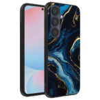 Samsung Galaxy S24 FE telefoonhoesje met blauw goud marmer opdruk (1)