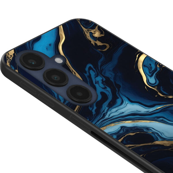 Samsung Galaxy S24 FE telefoonhoesje met blauw goud marmer opdruk (2)