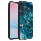 Samsung Galaxy S24 FE telefoonhoesje met blauw marmer opdruk (1)