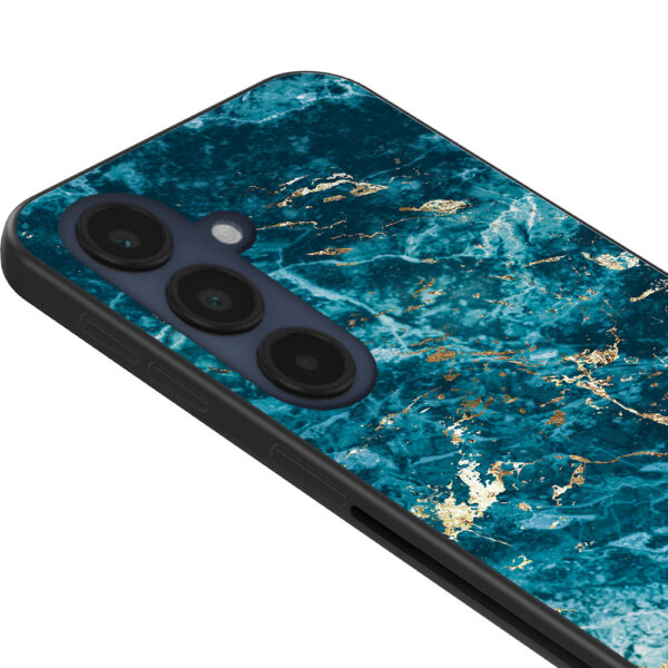 Samsung Galaxy S24 FE telefoonhoesje met blauw marmer opdruk (2)