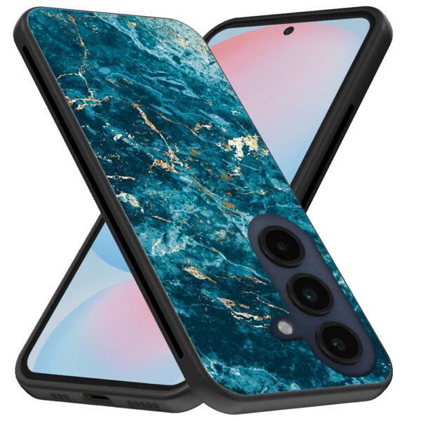 Samsung Galaxy S24 FE telefoonhoesje met blauw marmer opdruk (3)