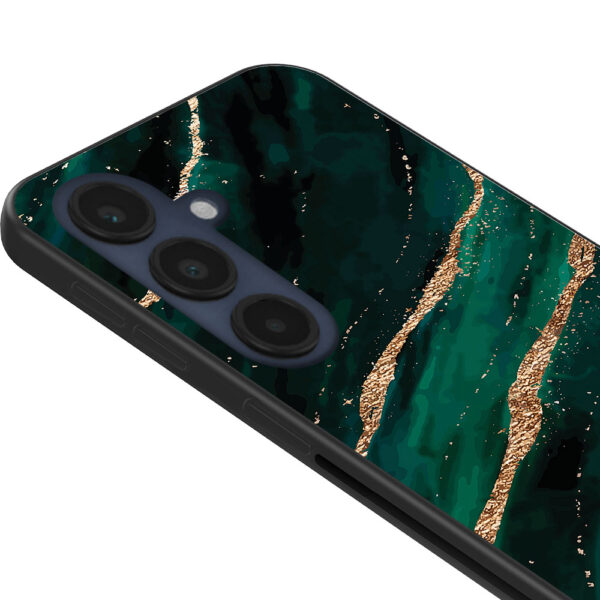 Samsung Galaxy S24 FE telefoonhoesje met groen goud marmer opdruk (2)