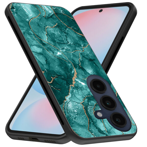Samsung Galaxy S24 FE telefoonhoesje met groen marmer opdruk (3)