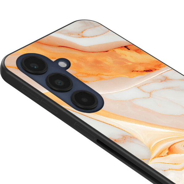 Samsung Galaxy S24 FE telefoonhoesje met oranje marmer opdruk (2)