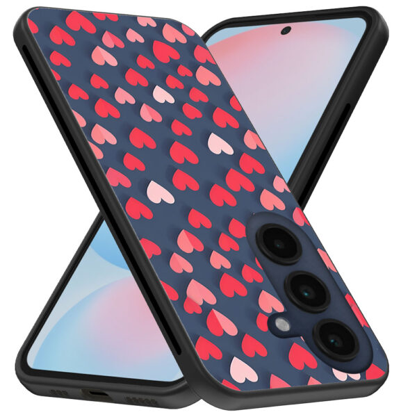 Samsung Galaxy S24 FE telefoonhoesje met paars hartjes opdruk klein (3)